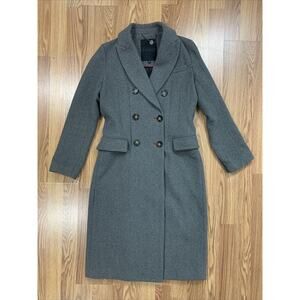 Etam Paris Double Breasted Gray Wool Blend Long Coat Size 38 US Size 6
